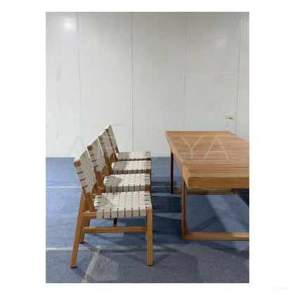 Teak Webbing Outdoor Set - scene