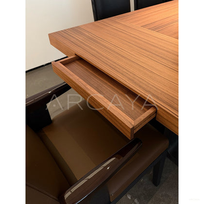 Dark Wood Grain Quiet Piece — Dining Table - scene