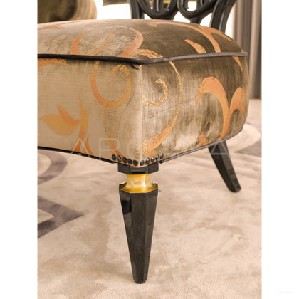 Gilded Brocade Wood Carved Oriental Chair - scene
