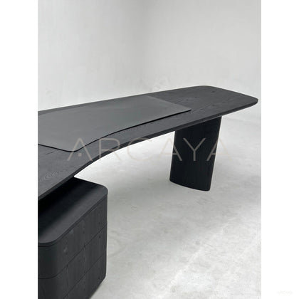 Smoked Black Bentwood Three Drawer Mobile Cabinet Desk - scene