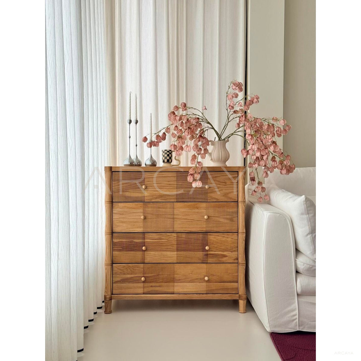 Natural Wood Chest Of Drawers in detail