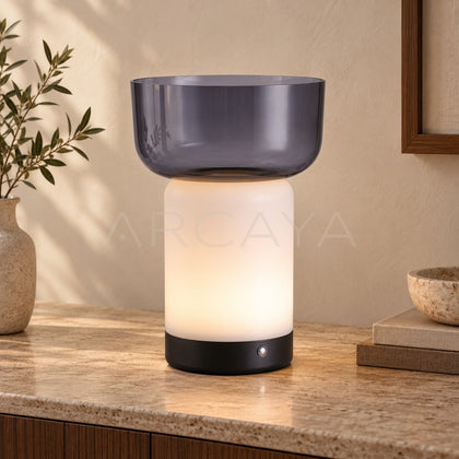 Glass Bowl Milky Column Table Lamp 21953 - main