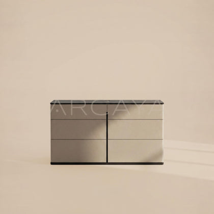 Nappa Leather Vertical Seam Minimalist Sideboard - main