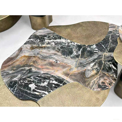 Aston Gilded Hand Forged Metal Marble Side Table - scene