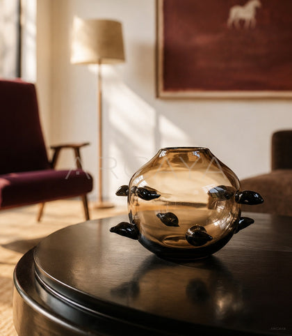 Handmade Sphere Glazed Glass Vase - scene