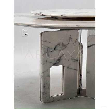 Natural Stone Openwork Base Round Table - scene