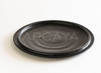 Amu Collab Black Swirl Stoneware Salad Plate - scene