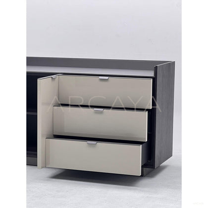Two Tone Veneer Three Drawer Two Door Sideboard - scene