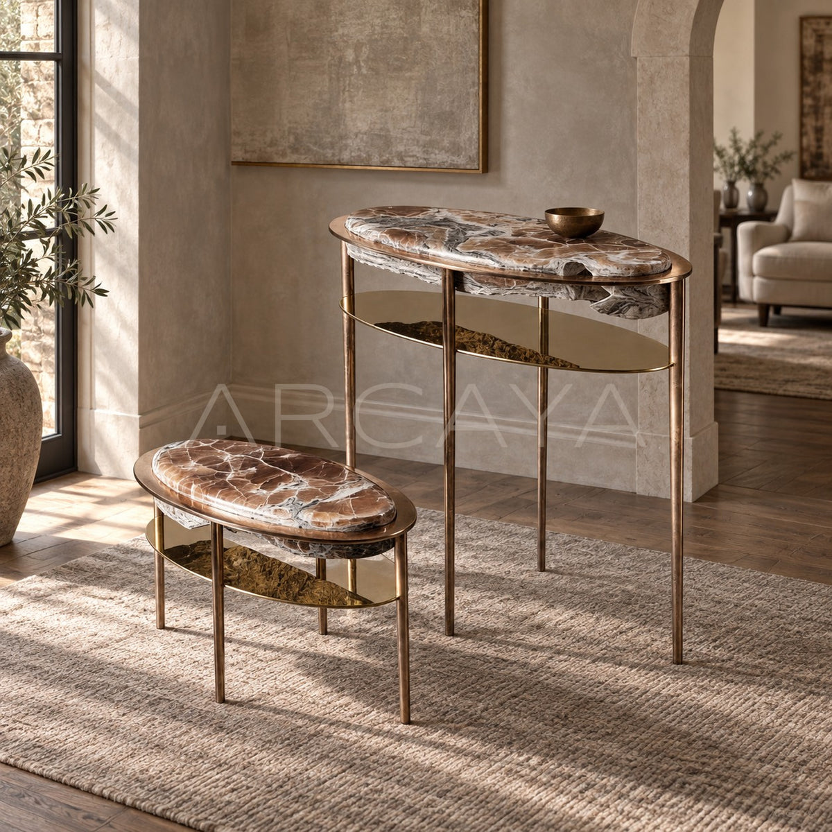 Aston Hand Forged Stone End Table in detail