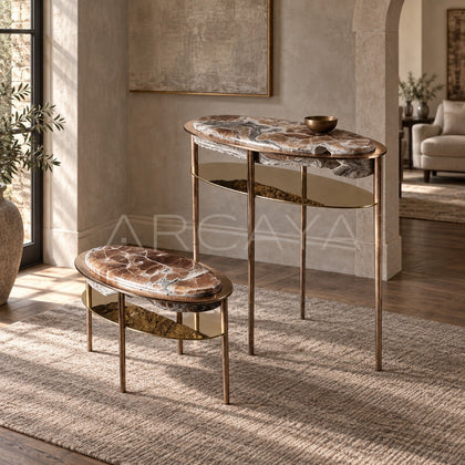 Aston Hand Forged Stone End Table - scene