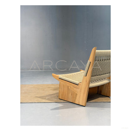 Mid Century Teak Outdoor Lounge Chair - scene