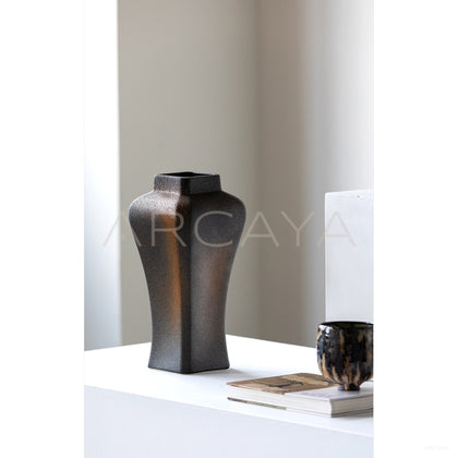 Vintage Kiln Glaze Square Ceramic Vase - scene