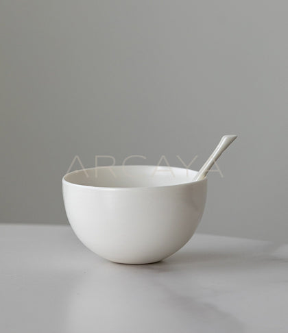 Designer Handmade White Porcelain Rice Bowl - scene