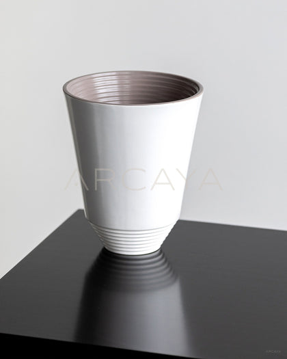 Matte White Swirl Cone Ceramic Vase - scene