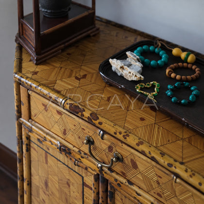 Four Door Cube Pattern Bamboo Sideboard - scene