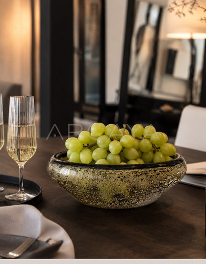 Handmade Silver Glazed Glass Fruit Bowl - scene