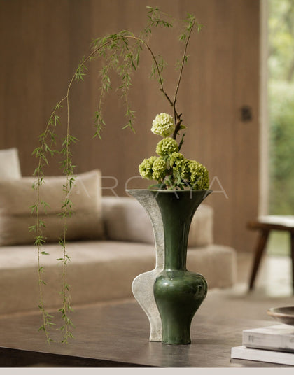 Wabi Sabi Two Tone Irregular Ceramic Vase - scene