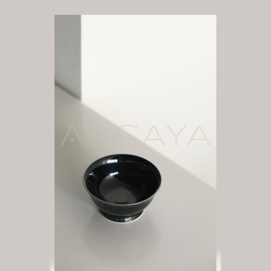 Handmade Black Gold Footed Tea Bowl - scene