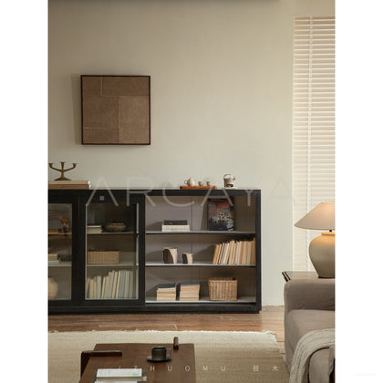 Guanmo Teak Glass Display Cabinet - scene