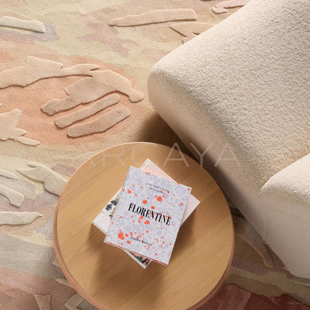 Wood Wabi Sabi Cream Style Rug in detail