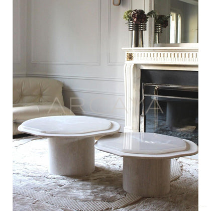Aston Super White Travertine Piece — Coffee Table - scene
