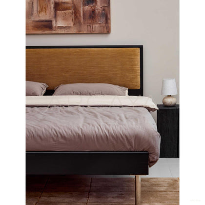 Ginger Yellow Velvet Bed - scene