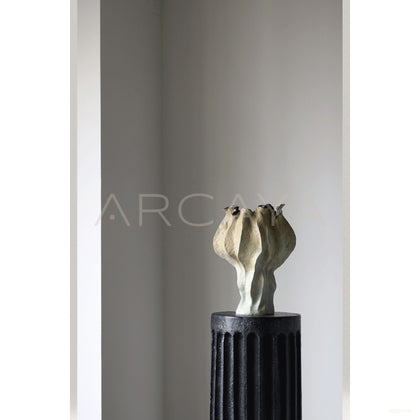 Vintage Distressed Pleated Ceramic Vase - scene