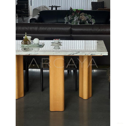 Jeaek Spruce Stone Dining Table - scene