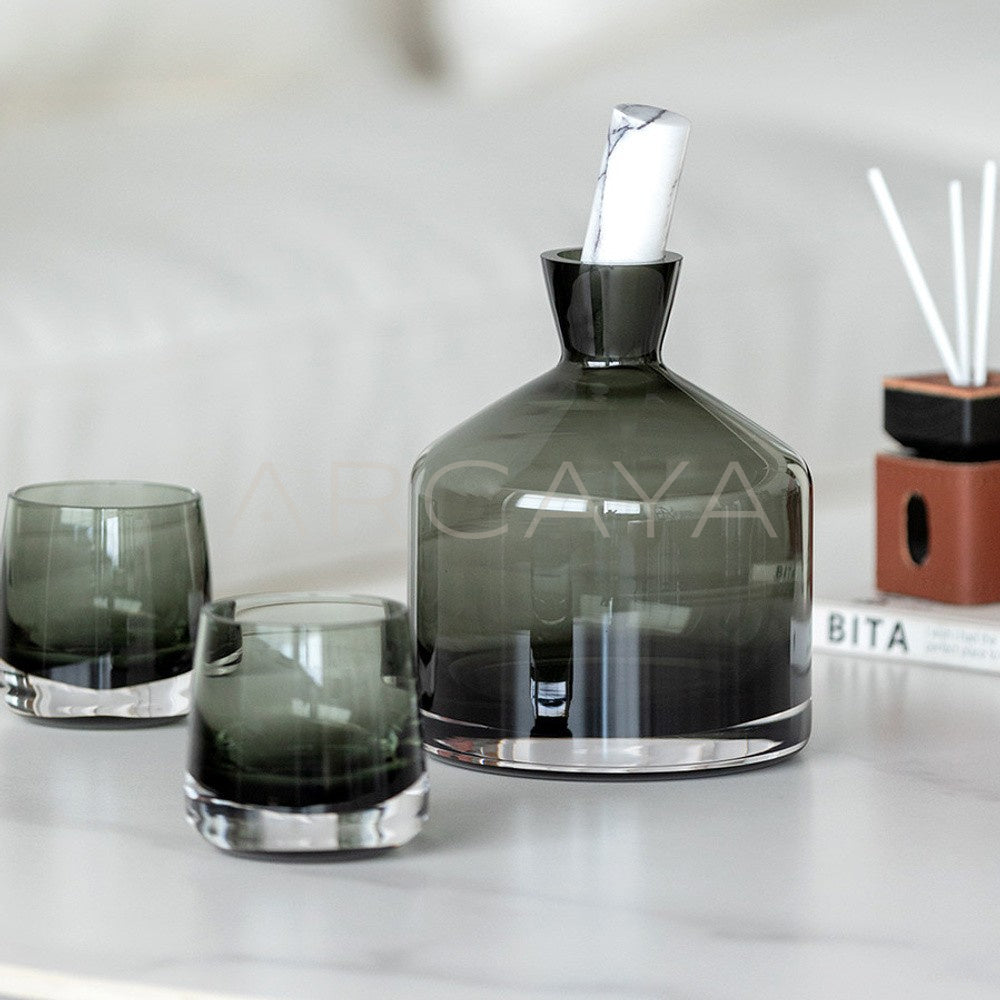 Smoked Glass Decanter Whisky Set - main