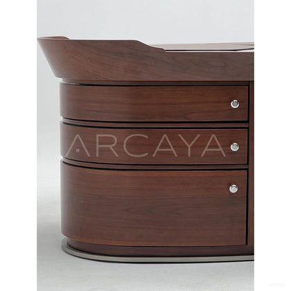 Italian Curved Solid Wood Executive Desk - scene