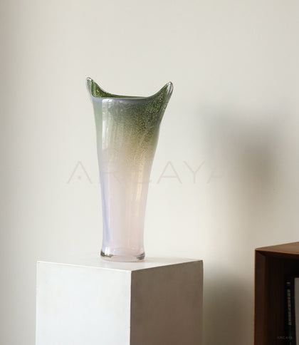 Mid Century Gradient Glazed Glass Vase - scene