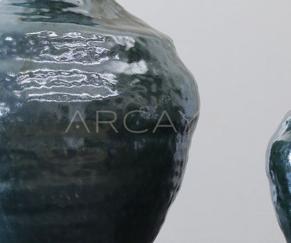 Wabi Sabi Round Belly Ceramic Jar Vase - scene