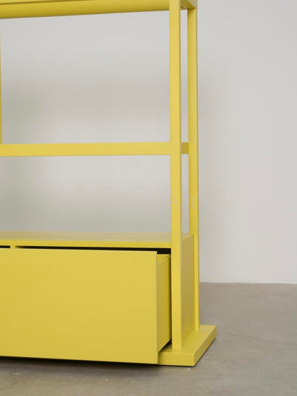 Bright Yellow Lacquered Cabinet - detail