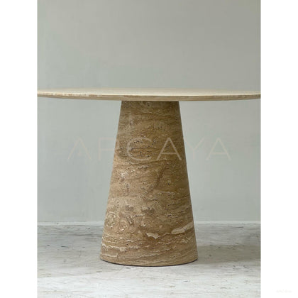 Natural Cream Travertine Dining Table - scene
