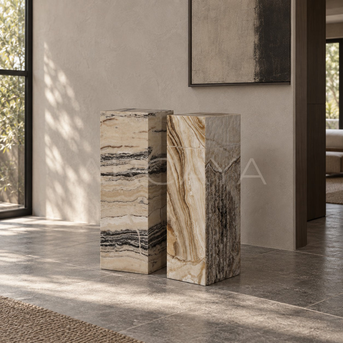 Natural Stone Square Column Sculpture Stand - main