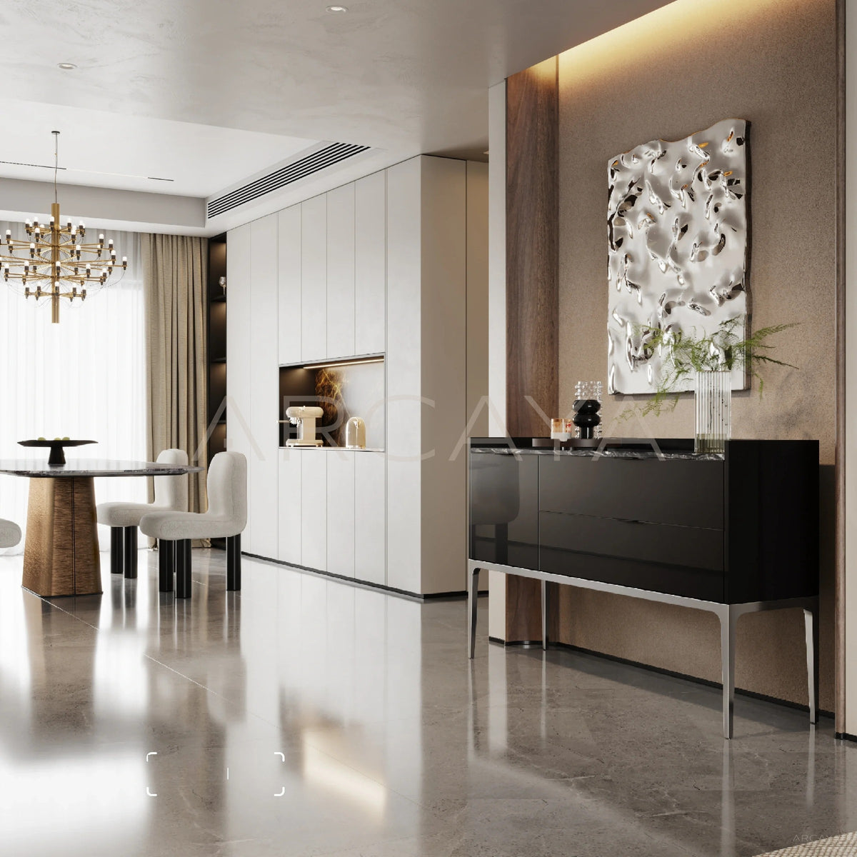 Italian Minimalist Entryway Cabinet in detail