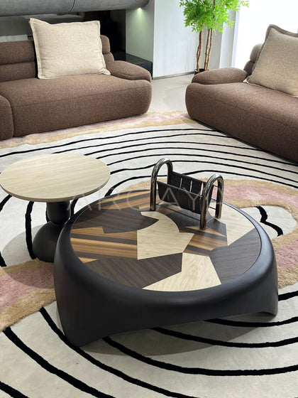 Starry Black Nesting Round Coffee Table - scene
