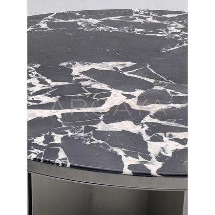 Black Stone Split Metal Round Table - scene
