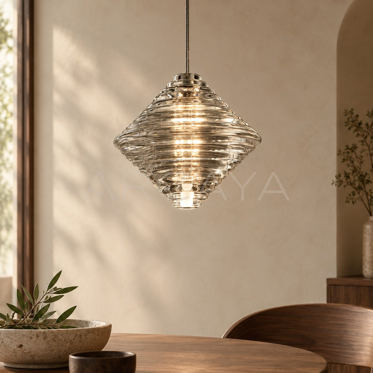 Ribbed Glass Diamond Pendant Light 97177 - main