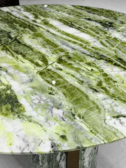 Natural Green Stone Round Dining Table - detail