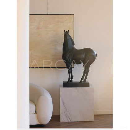 Faux Jade Black Horse Sculpture - scene