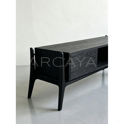 Minimalist Black Ash Tv Stand - scene