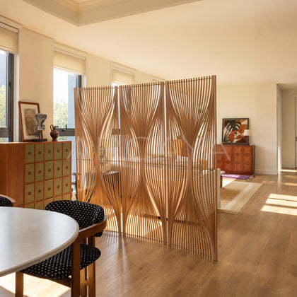 Flowing Cherry Wood Folding Screen - scene