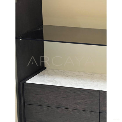Smoked Wood Glass Display Sideboard - scene