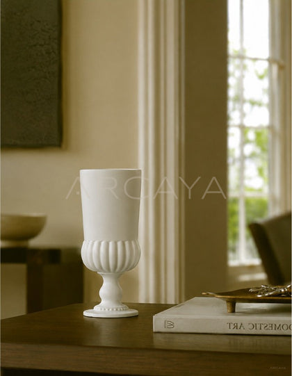 French Mid Century Matte Tall Stem Vase - scene