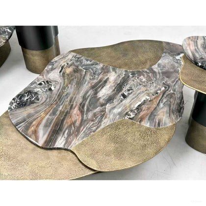 Aston Gilded Hand Forged Metal Marble Side Table - scene