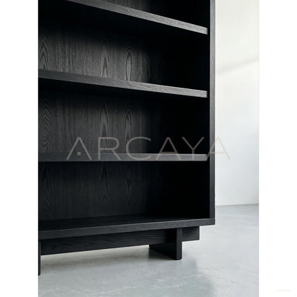 Matte Black Oak Bookshelf - scene