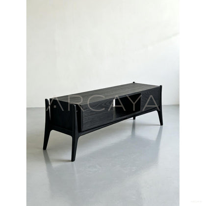 Minimalist Black Ash Tv Stand - scene
