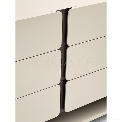 Cream Handleless Six Drawer Open Chest - scene