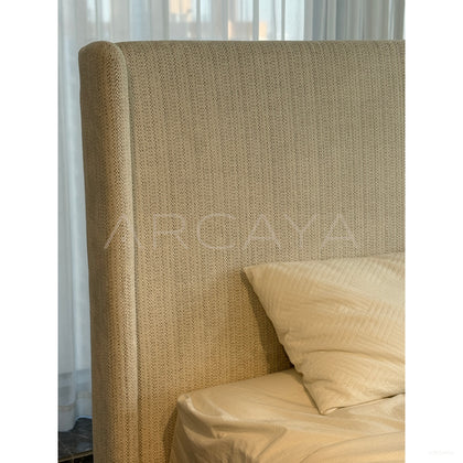 High Headboard Fabric Bed - scene